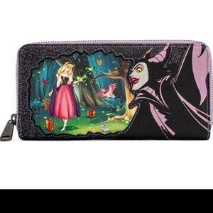 Loungefly Black and Purple Wallet with Enchanted Forest Design